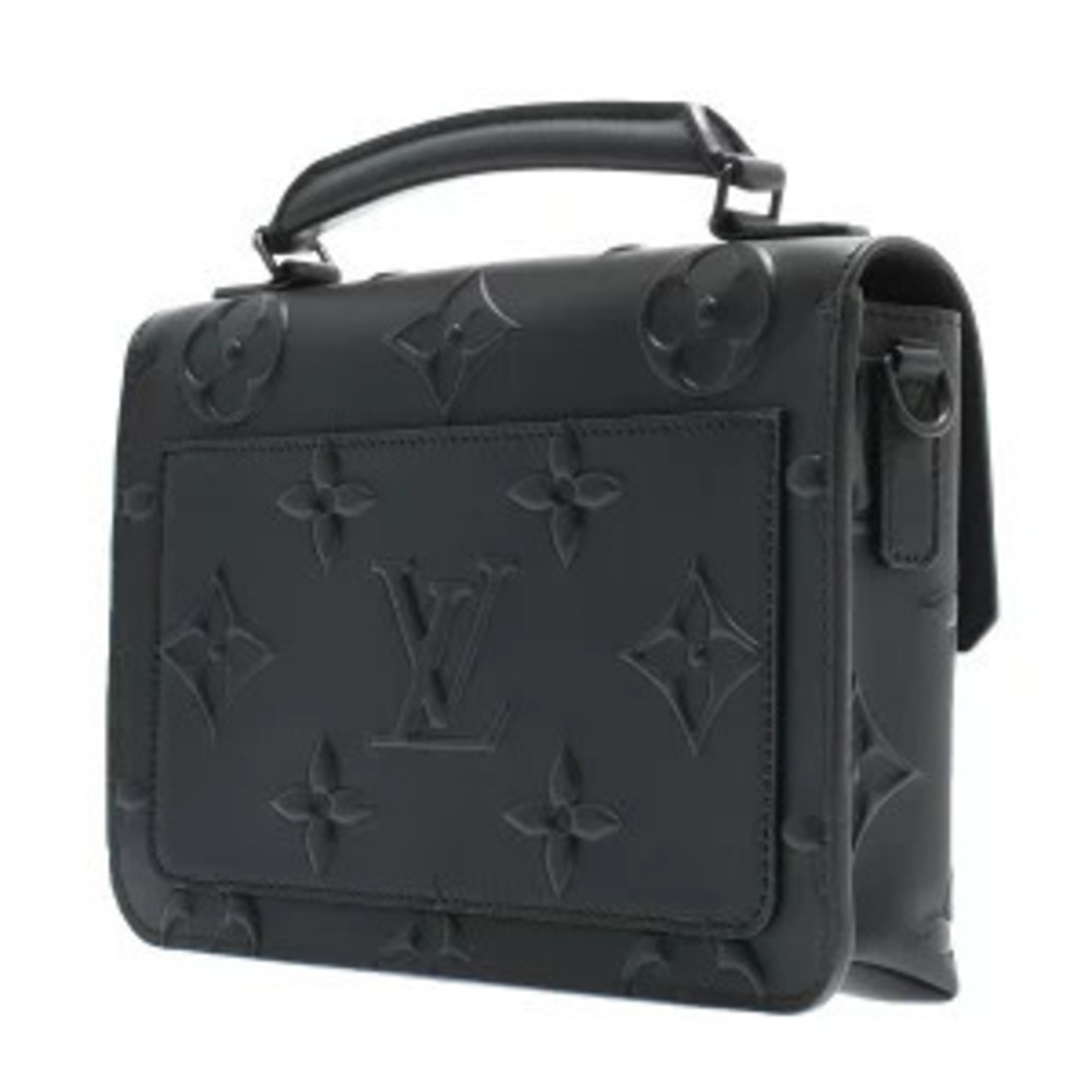 Louis Vuitton Ambassador Bag Leather Black Monogram Debossed
